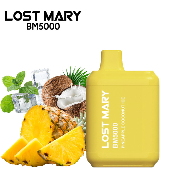 Disposable electronic cigarette Lost Mary BM5000 Pineapple Coconut Ice - 5000 puffs